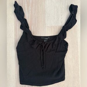 Black Ruffled Tank Top